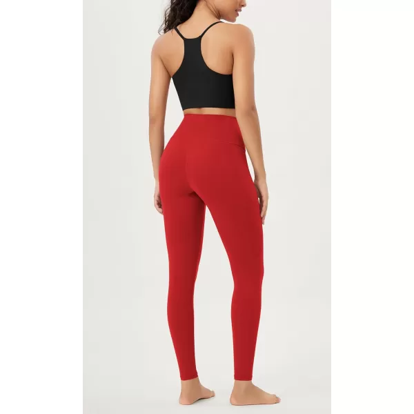 ODODOS Cloud Feeling Crossover 78 Leggings with Pockets for Women 25quot  28quot V High Wasit Lounge Yoga PantsRed