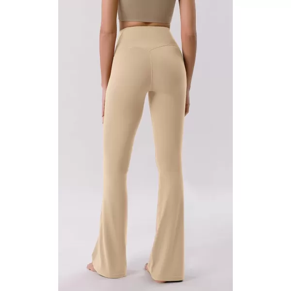 ODODOS Cloud Feeling Crossover High Waist Flared Pants for Women Bootcut Yoga Pants with Back Pocket3032quot InseamBeige