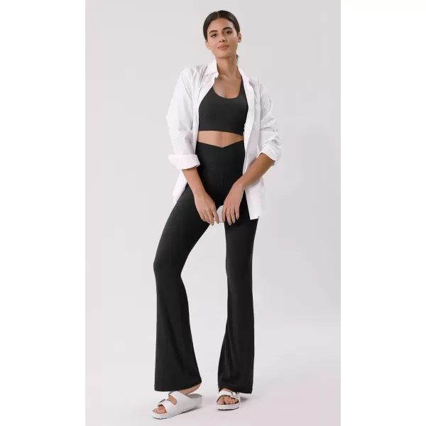 ODODOS Cloud Feeling Crossover High Waist Flared Pants for Women Bootcut Yoga Pants with Back Pocket3032quot InseamBlack