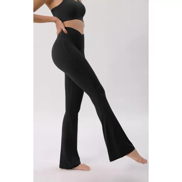 ODODOS Cloud Feeling Crossover High Waist Flared Pants for Women Bootcut Yoga Pants with Back Pocket3032quot InseamBlack