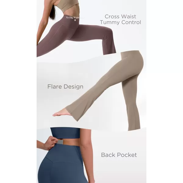 ODODOS Cloud Feeling Crossover High Waist Flared Pants for Women Bootcut Yoga Pants with Back Pocket3032quot InseamBrunette