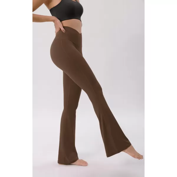 ODODOS Cloud Feeling Crossover High Waist Flared Pants for Women Bootcut Yoga Pants with Back Pocket3032quot InseamBrunette