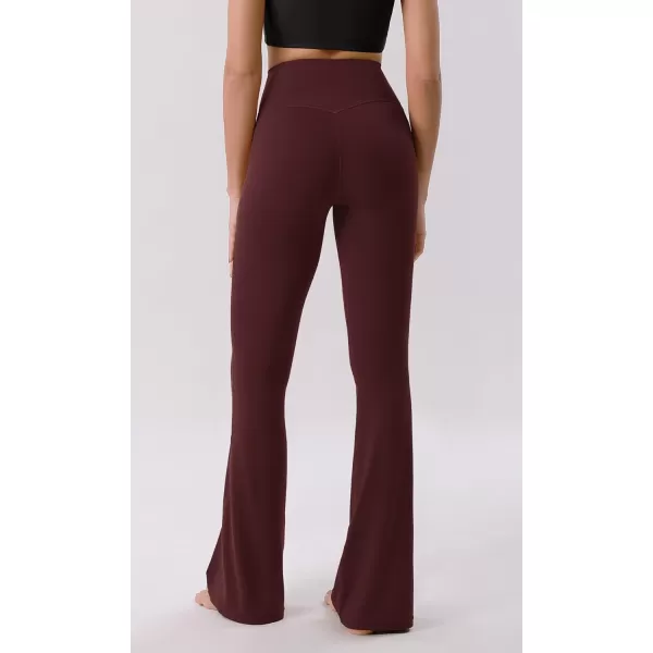 ODODOS Cloud Feeling Crossover High Waist Flared Pants for Women Bootcut Yoga Pants with Back Pocket3032quot InseamBurgundy