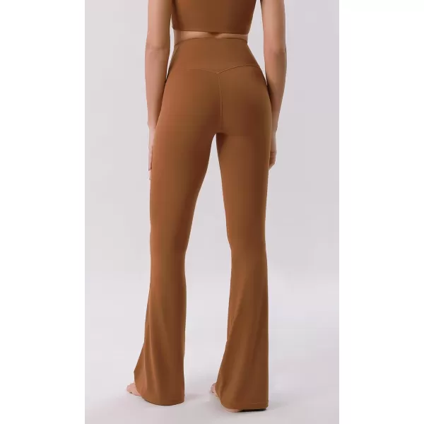 ODODOS Cloud Feeling Crossover High Waist Flared Pants for Women Bootcut Yoga Pants with Back Pocket3032quot InseamCaramel