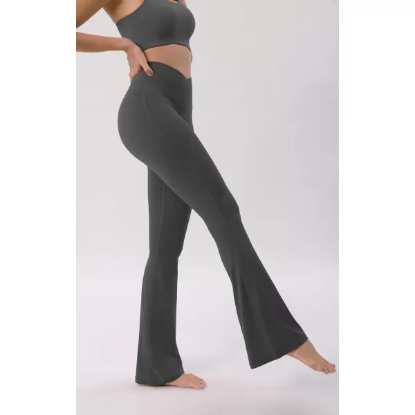 ODODOS Cloud Feeling Crossover High Waist Flared Pants for Women Bootcut Yoga Pants with Back Pocket3032quot InseamCharcoal