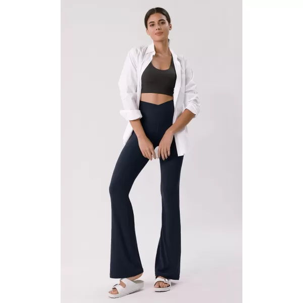 ODODOS Cloud Feeling Crossover High Waist Flared Pants for Women Bootcut Yoga Pants with Back Pocket3032quot InseamDeep Navy