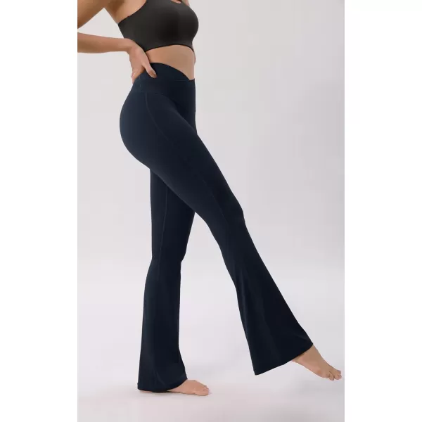 ODODOS Cloud Feeling Crossover High Waist Flared Pants for Women Bootcut Yoga Pants with Back Pocket3032quot InseamDeep Navy