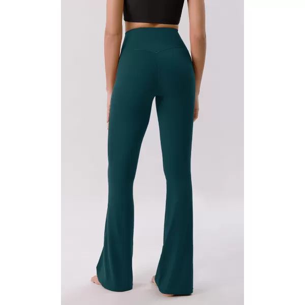 ODODOS Cloud Feeling Crossover High Waist Flared Pants for Women Bootcut Yoga Pants with Back Pocket3032quot InseamForest Teal