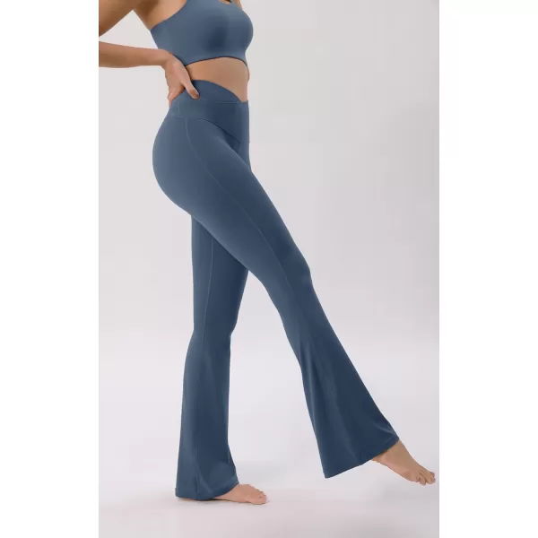 ODODOS Cloud Feeling Crossover High Waist Flared Pants for Women Bootcut Yoga Pants with Back Pocket3032quot InseamInk Blue