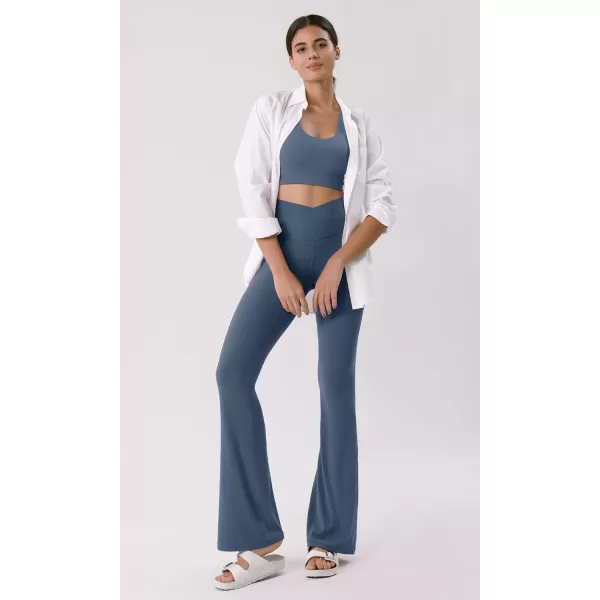 ODODOS Cloud Feeling Crossover High Waist Flared Pants for Women Bootcut Yoga Pants with Back Pocket3032quot InseamInk Blue