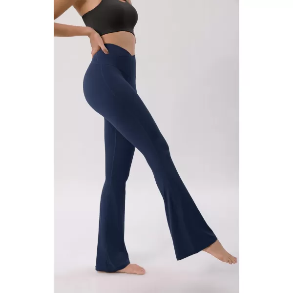 ODODOS Cloud Feeling Crossover High Waist Flared Pants for Women Bootcut Yoga Pants with Back Pocket3032quot InseamNavy