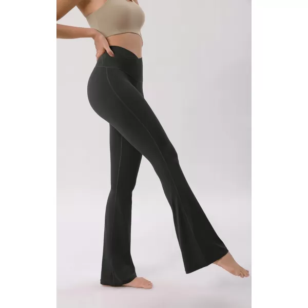 ODODOS Cloud Feeling Crossover High Waist Flared Pants for Women Bootcut Yoga Pants with Back Pocket3032quot InseamOnyx Black Grey