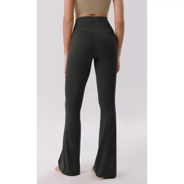 ODODOS Cloud Feeling Crossover High Waist Flared Pants for Women Bootcut Yoga Pants with Back Pocket3032quot InseamOnyx Black Grey