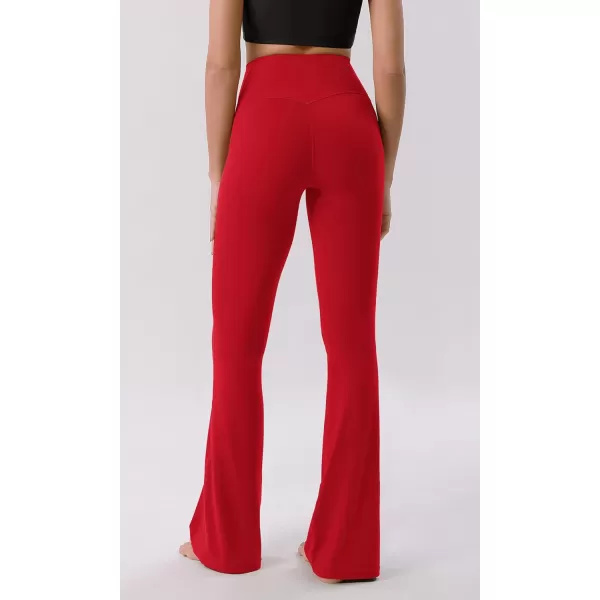 ODODOS Cloud Feeling Crossover High Waist Flared Pants for Women Bootcut Yoga Pants with Back Pocket3032quot InseamRed