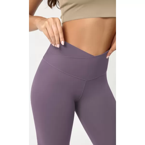 ODODOS Cloud Feeling Crossover Yoga Shorts with Back Pocket for Women 6quot  8 V High Wasit Lounge Biker ShortsAsh Violet