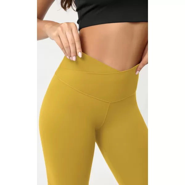 ODODOS Cloud Feeling Crossover Yoga Shorts with Back Pocket for Women 6quot  8 V High Wasit Lounge Biker ShortsMango Mint