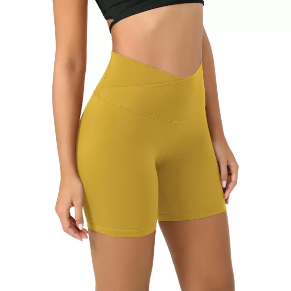 ODODOS Cloud Feeling Crossover Yoga Shorts with Back Pocket for Women 6quot  8 V High Wasit Lounge Biker ShortsMango Mint