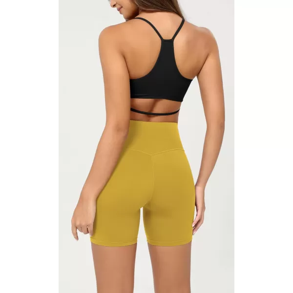ODODOS Cloud Feeling Crossover Yoga Shorts with Back Pocket for Women 6quot  8 V High Wasit Lounge Biker ShortsMango Mint
