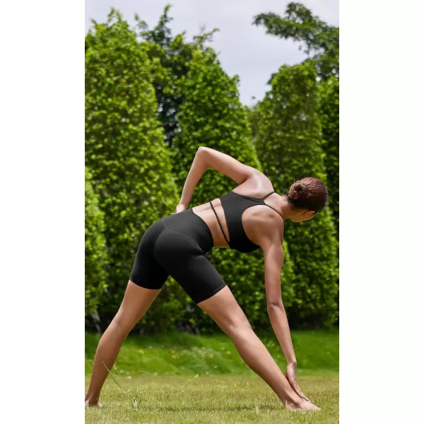 ODODOS Cloud Feeling Halter Sports Bra for Women Padding Cut Out Racerback Yoga Tank TopBlack