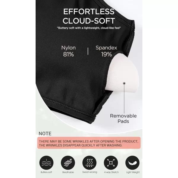 ODODOS Cloud Feeling Halter Sports Bra for Women Padding Cut Out Racerback Yoga Tank TopBlack