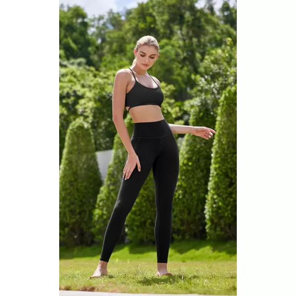ODODOS Cloud Feeling Halter Sports Bra for Women Padding Cut Out Racerback Yoga Tank TopBlack