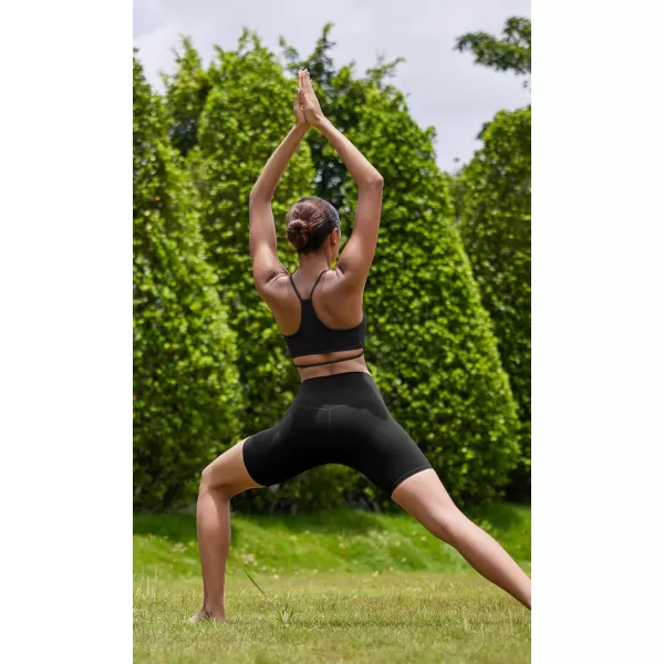 ODODOS Cloud Feeling Halter Sports Bra for Women Padding Cut Out Racerback Yoga Tank TopBlack