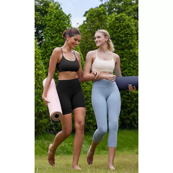 ODODOS Cloud Feeling Halter Sports Bra for Women Padding Cut Out Racerback Yoga Tank TopBlack