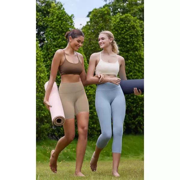 ODODOS Cloud Feeling Halter Sports Bra for Women Padding Cut Out Racerback Yoga Tank TopBrunette