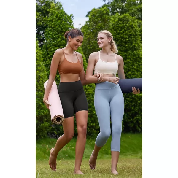ODODOS Cloud Feeling Halter Sports Bra for Women Padding Cut Out Racerback Yoga Tank TopCaramel