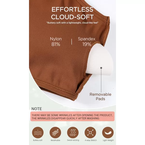 ODODOS Cloud Feeling Halter Sports Bra for Women Padding Cut Out Racerback Yoga Tank TopCaramel