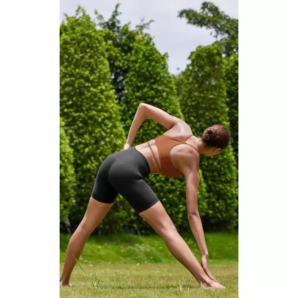 ODODOS Cloud Feeling Halter Sports Bra for Women Padding Cut Out Racerback Yoga Tank TopCaramel