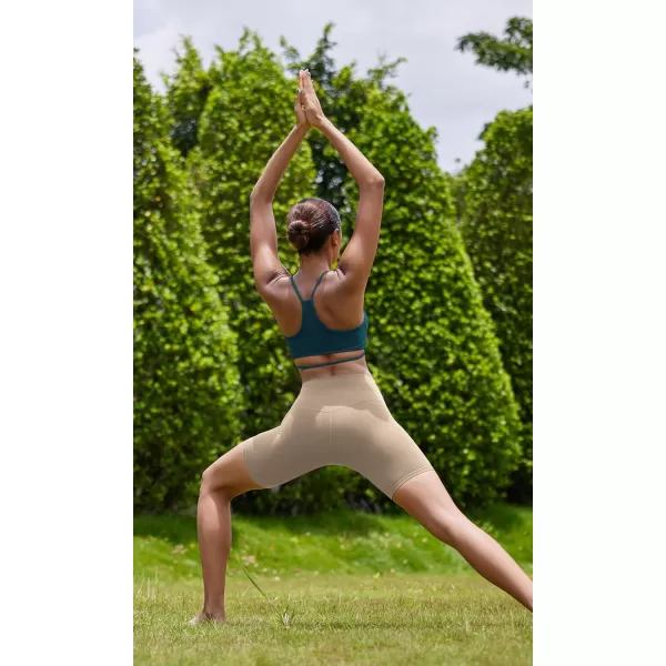ODODOS Cloud Feeling Halter Sports Bra for Women Padding Cut Out Racerback Yoga Tank TopForest Teal