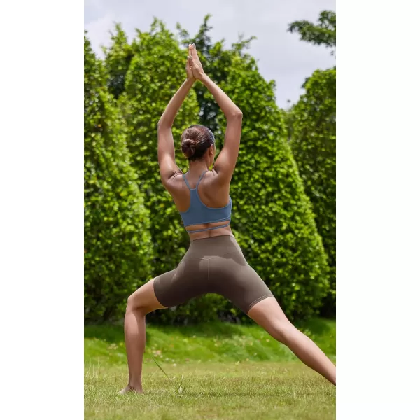 ODODOS Cloud Feeling Halter Sports Bra for Women Padding Cut Out Racerback Yoga Tank TopInk Blue