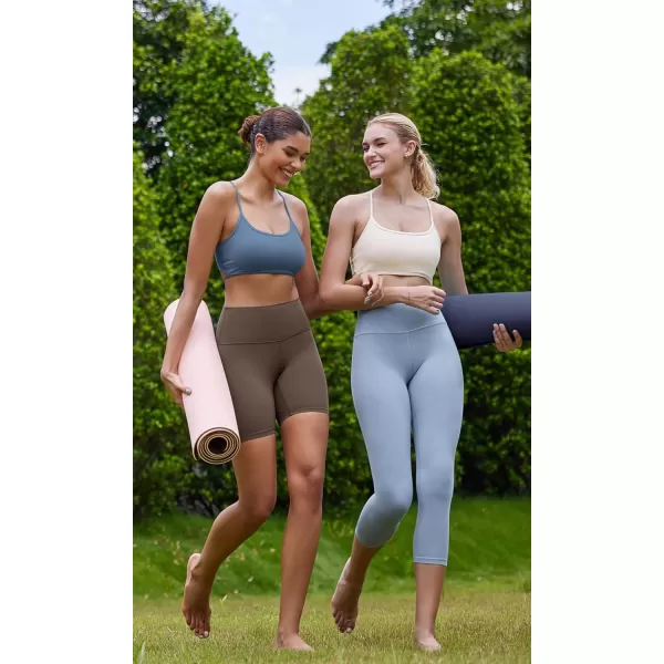 ODODOS Cloud Feeling Halter Sports Bra for Women Padding Cut Out Racerback Yoga Tank TopInk Blue