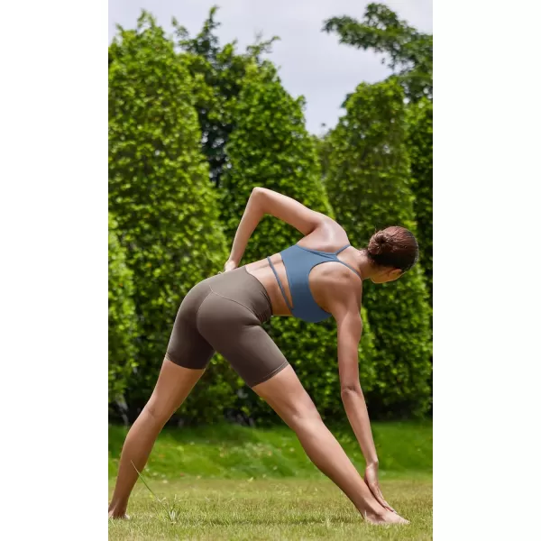 ODODOS Cloud Feeling Halter Sports Bra for Women Padding Cut Out Racerback Yoga Tank TopInk Blue