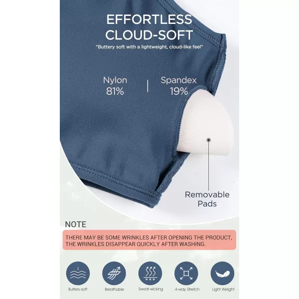 ODODOS Cloud Feeling Halter Sports Bra for Women Padding Cut Out Racerback Yoga Tank TopInk Blue