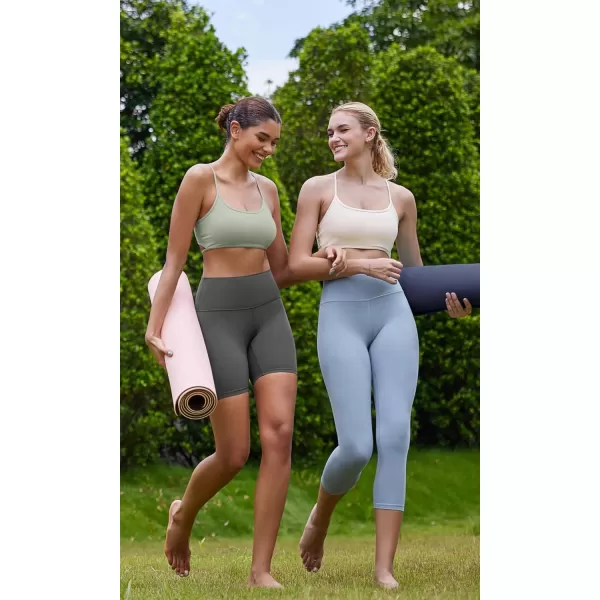 ODODOS Cloud Feeling Halter Sports Bra for Women Padding Cut Out Racerback Yoga Tank TopLime Stone