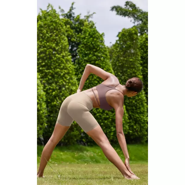 ODODOS Cloud Feeling Halter Sports Bra for Women Padding Cut Out Racerback Yoga Tank TopPurple Taupe