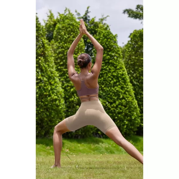 ODODOS Cloud Feeling Halter Sports Bra for Women Padding Cut Out Racerback Yoga Tank TopPurple Taupe