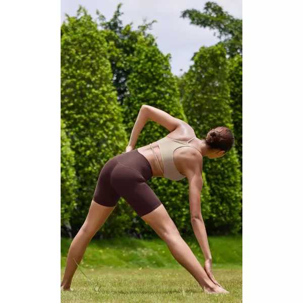 ODODOS Cloud Feeling Halter Sports Bra for Women Padding Cut Out Racerback Yoga Tank TopShaker Beige