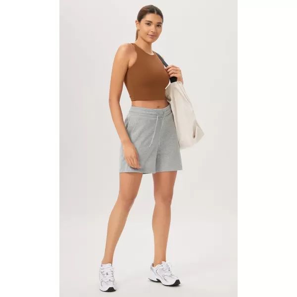 ODODOS Cloud Feeling High Neck Crop Tank for Women Double Layer Sleeveless Casual Yoga Cropped TopsCaramel