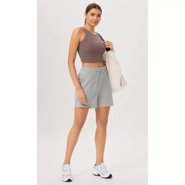 ODODOS Cloud Feeling High Neck Crop Tank for Women Double Layer Sleeveless Casual Yoga Cropped TopsPurple Taupe