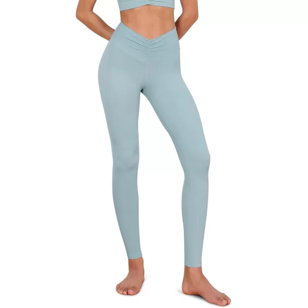ODODOS Cloud Feeling Ruched Yoga Leggings for Women 25quot  28quot High Waist Crossover Yoga PantsChambray