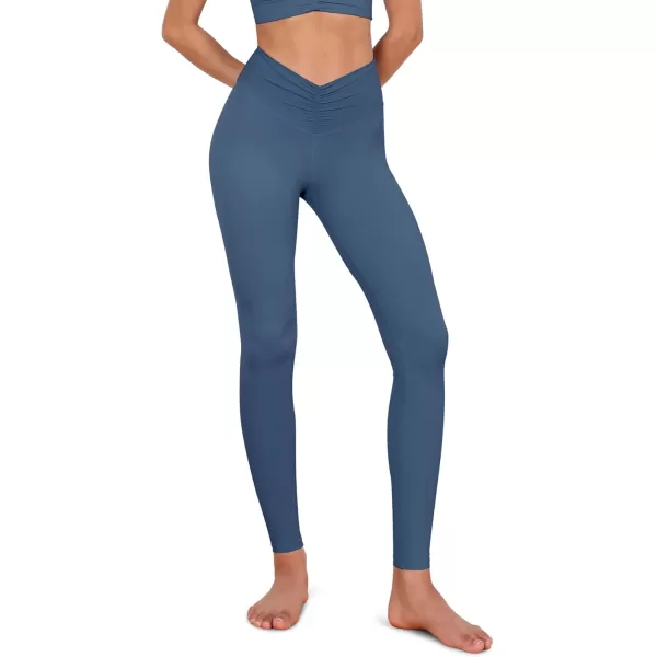 ODODOS Cloud Feeling Ruched Yoga Leggings for Women 25quot  28quot High Waist Crossover Yoga PantsInk Blue