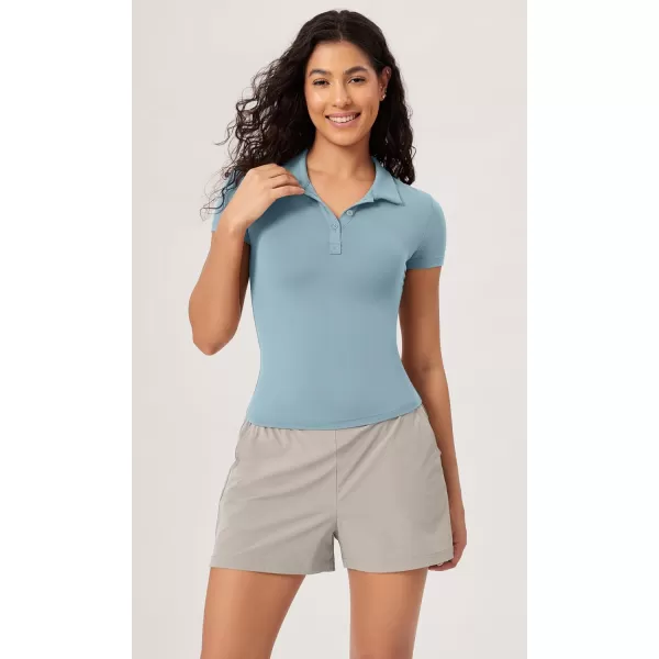 ODODOS Cloud Feeling Short Sleeve Polo Shirts for Women Lightweight Buttery Soft Summer Tennis Golf TopsChambray