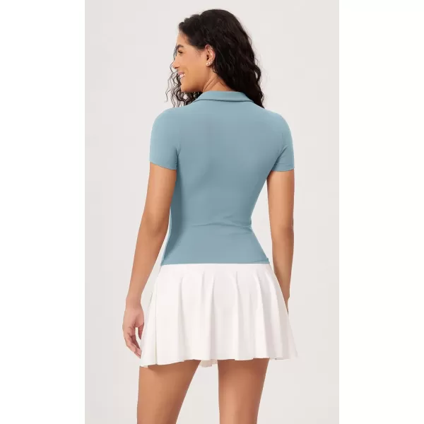 ODODOS Cloud Feeling Short Sleeve Polo Shirts for Women Lightweight Buttery Soft Summer Tennis Golf TopsChambray