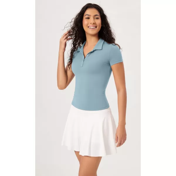 ODODOS Cloud Feeling Short Sleeve Polo Shirts for Women Lightweight Buttery Soft Summer Tennis Golf TopsChambray