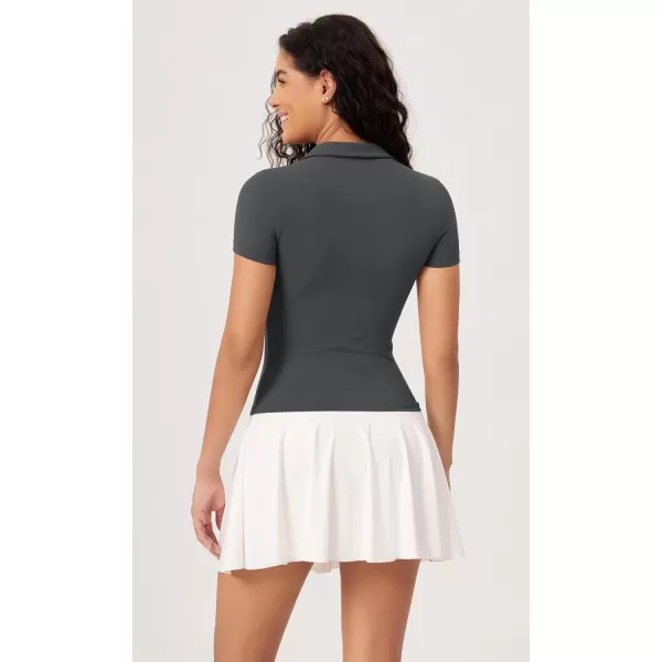 ODODOS Cloud Feeling Short Sleeve Polo Shirts for Women Lightweight Buttery Soft Summer Tennis Golf TopsCharcoal