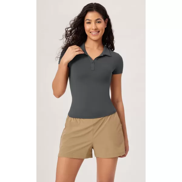 ODODOS Cloud Feeling Short Sleeve Polo Shirts for Women Lightweight Buttery Soft Summer Tennis Golf TopsCharcoal