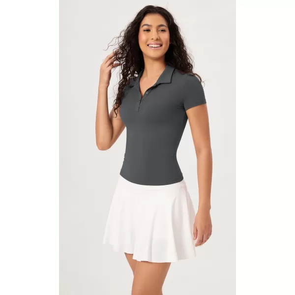 ODODOS Cloud Feeling Short Sleeve Polo Shirts for Women Lightweight Buttery Soft Summer Tennis Golf TopsCharcoal